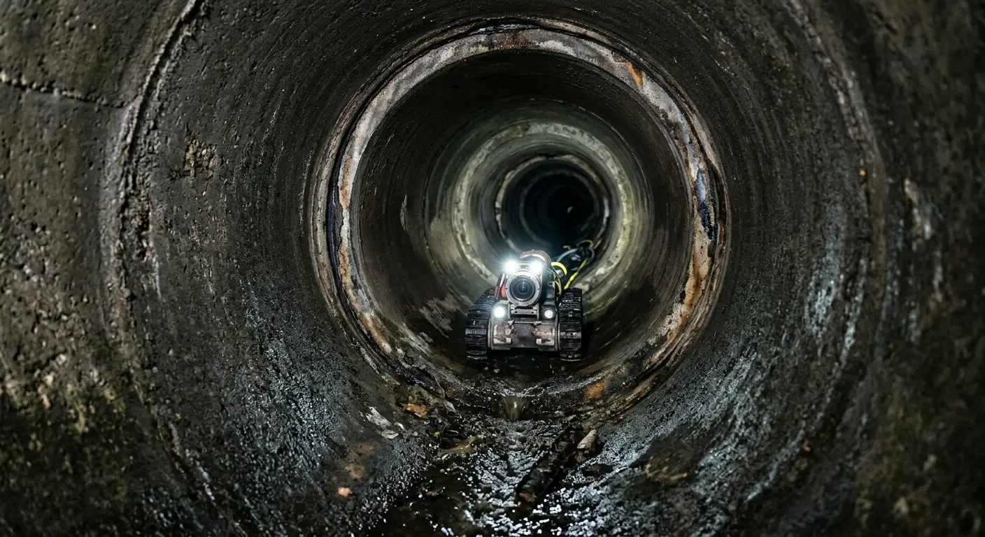 Robotic sewer camera inspecting pipe interior for Sewer Line Cleaning in New Cumberland